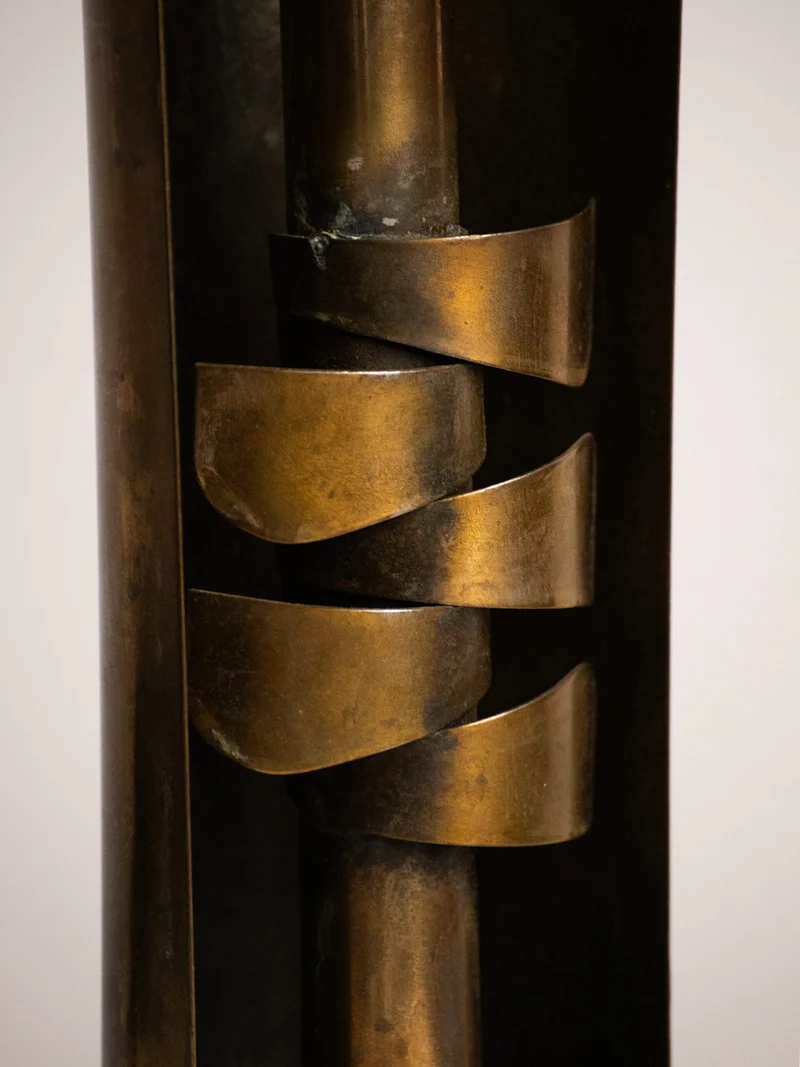 Czesław Palczewski Candleholder, Hand Cut Polish Brutalist Metalwork, 1970s
