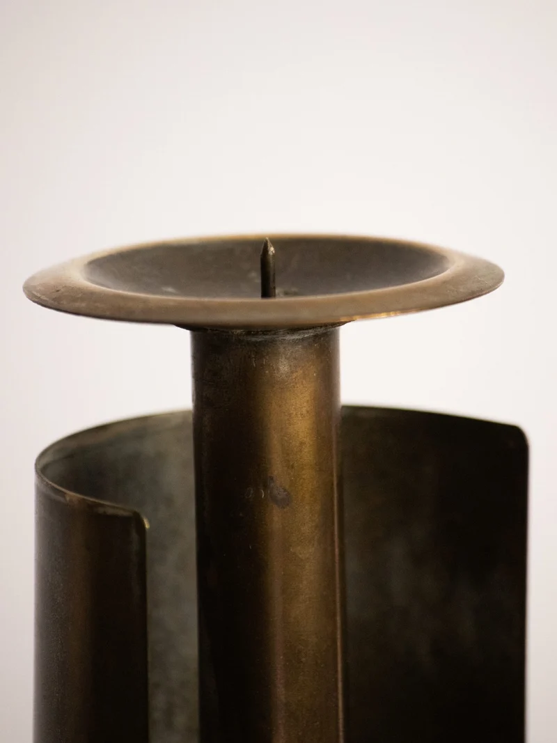 Czesław Palczewski Candleholder, Hand Cut Polish Brutalist Metalwork, 1970s