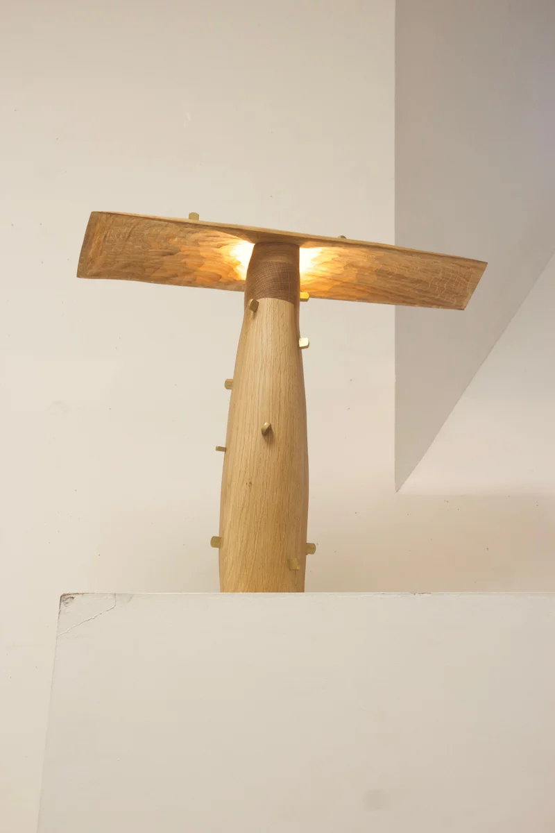Punk Table Lamp, Oak/ Brass lamp