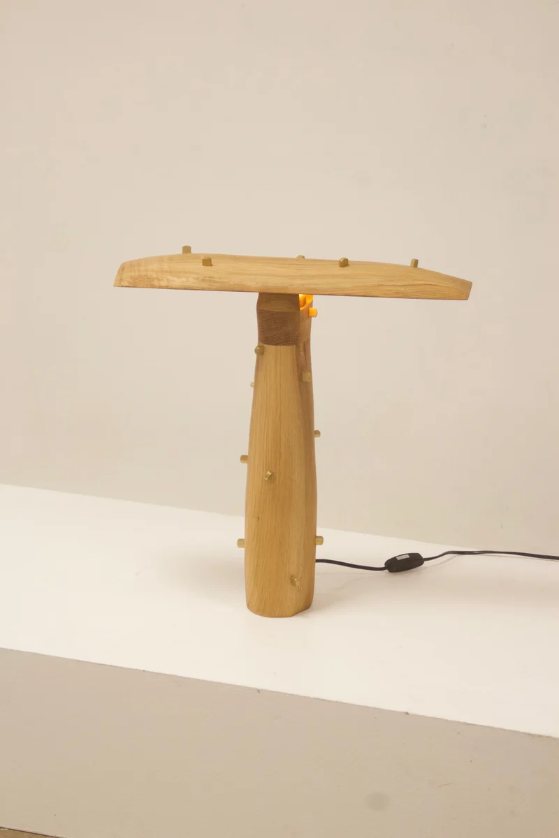 Punk Table Lamp, Oak/ Brass lamp