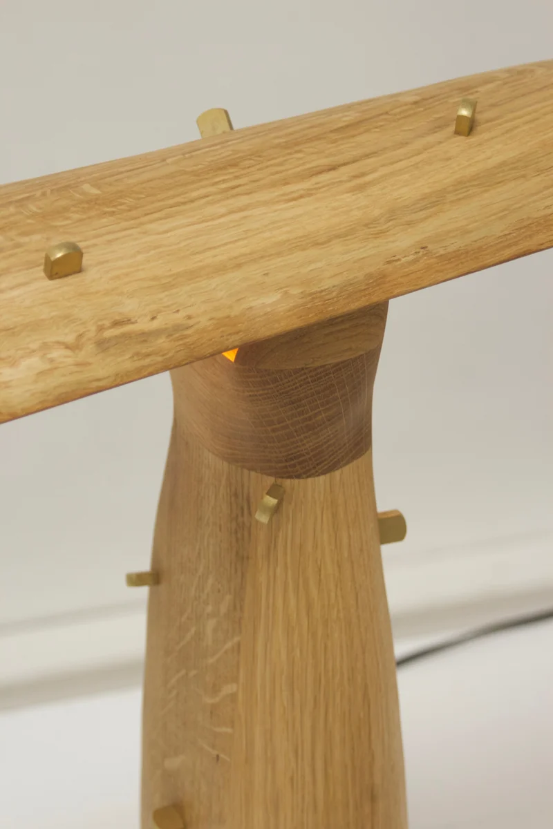 Punk Table Lamp, Oak/ Brass lamp
