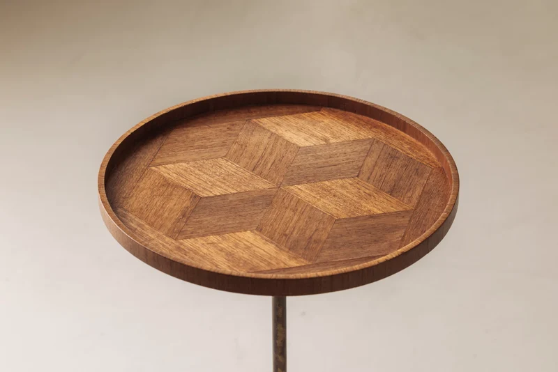 Exceptional Danish Side Table in Oak, Brass and Glass, Denmark 1960s