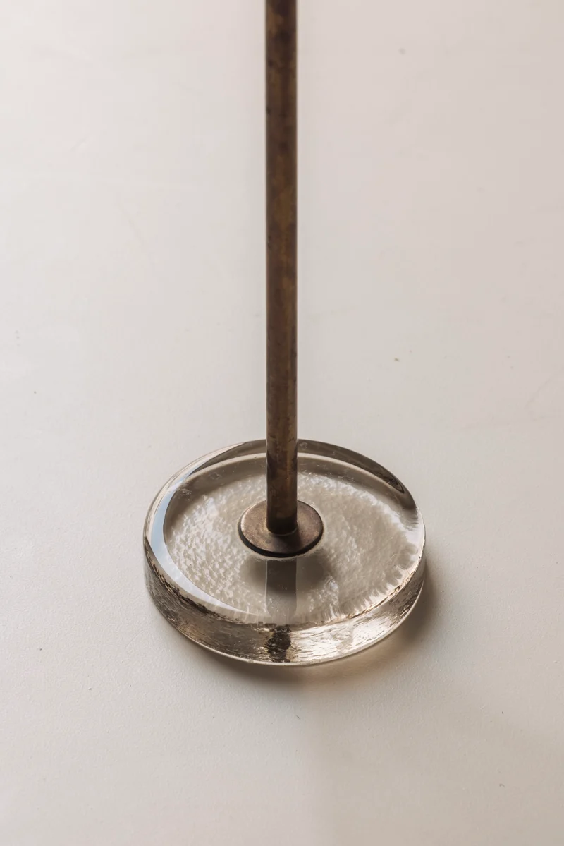 Exceptional Danish Side Table in Oak, Brass and Glass, Denmark 1960s