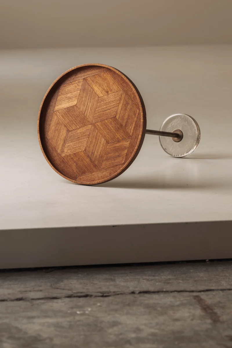 Exceptional Danish Side Table in Oak, Brass and Glass, Denmark 1960s