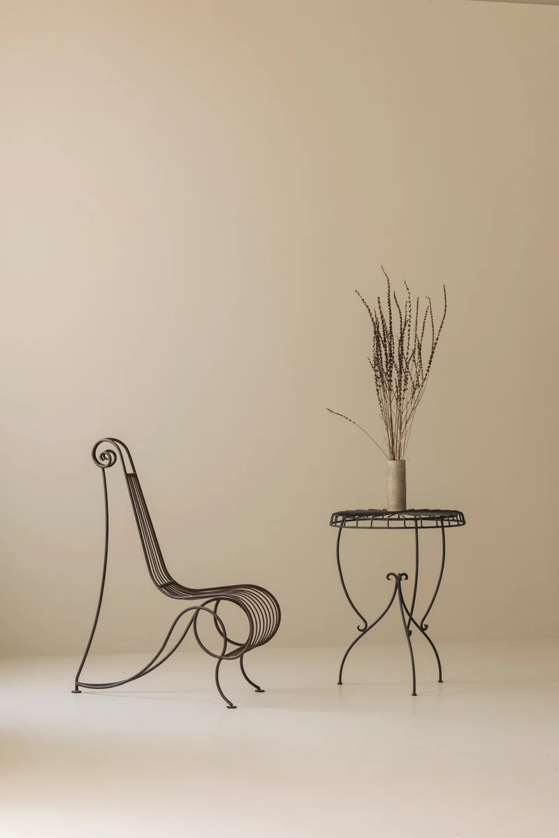 Wrought Iron Side Table attributed André Dubreuil, France 1986