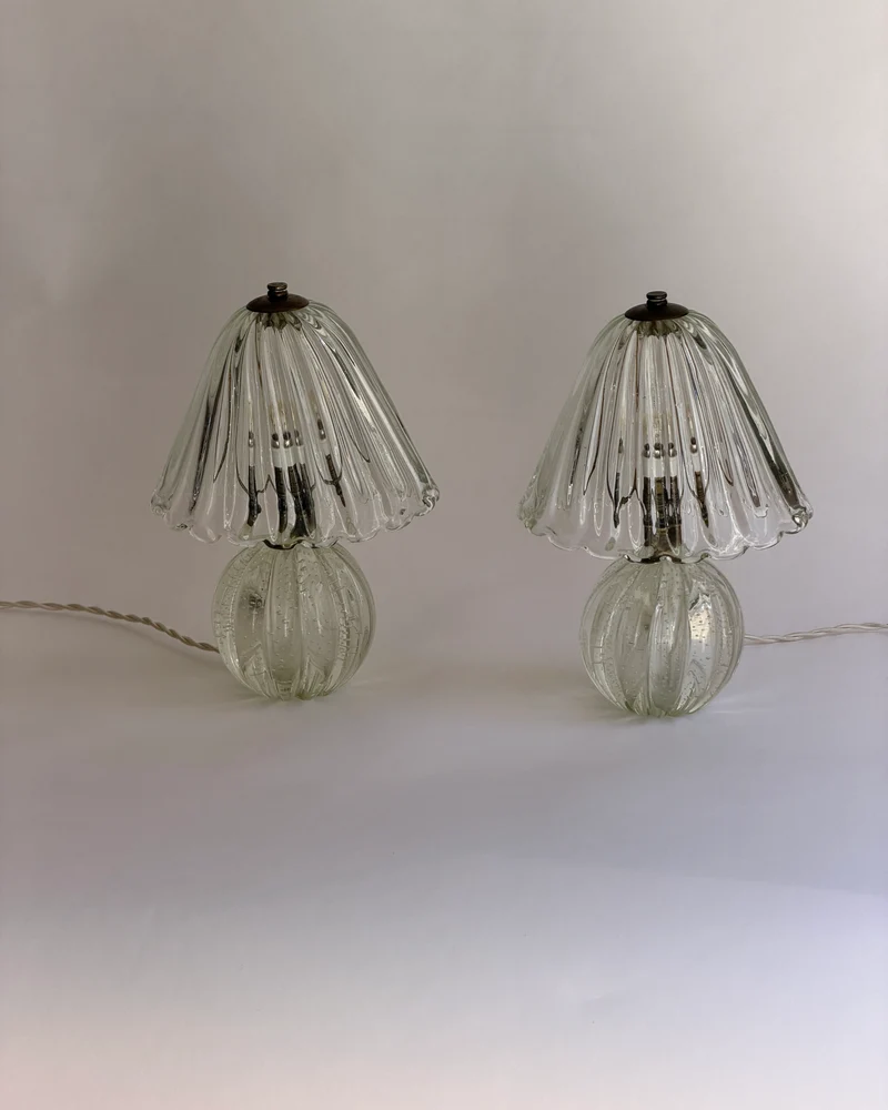 Vintage clear Murano glass table lamp