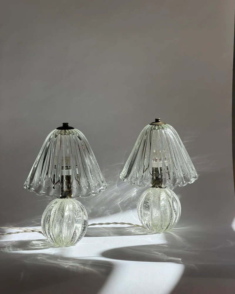 Vintage clear Murano glass table lamp