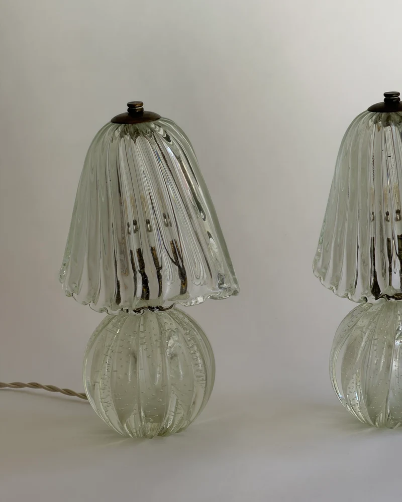Vintage clear Murano glass table lamp