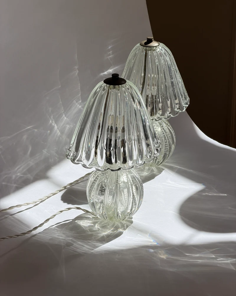 Vintage clear Murano glass table lamp