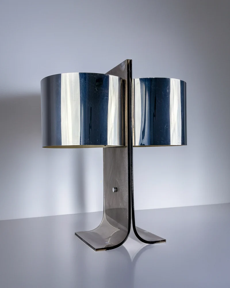 Vintage Lucite and Chrome Table Lamp Attributed to Gianfranco Fini & Fabrizio Cocchi, Italy 1970s