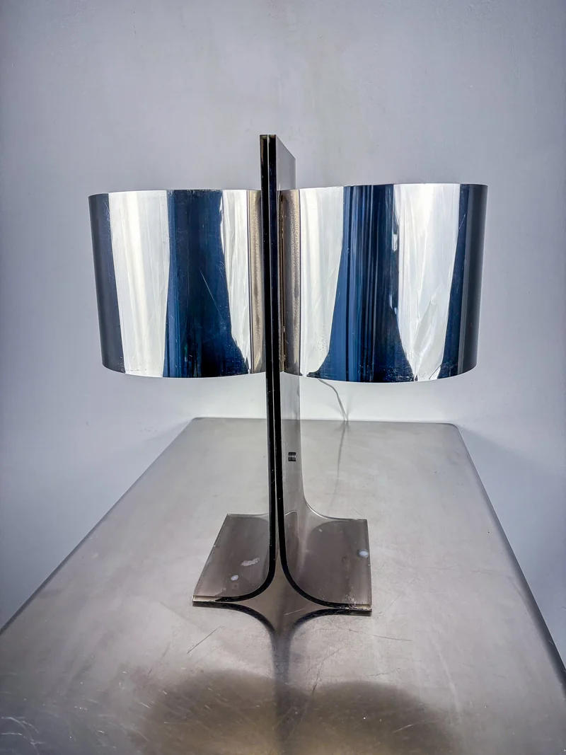 Vintage Lucite and Chrome Table Lamp Attributed to Gianfranco Fini & Fabrizio Cocchi, Italy 1970s