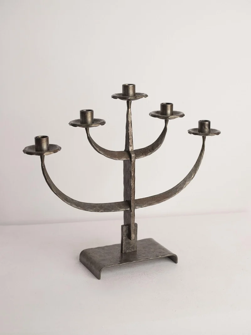 Vintage Hand-Forged Candle Holder in Metal