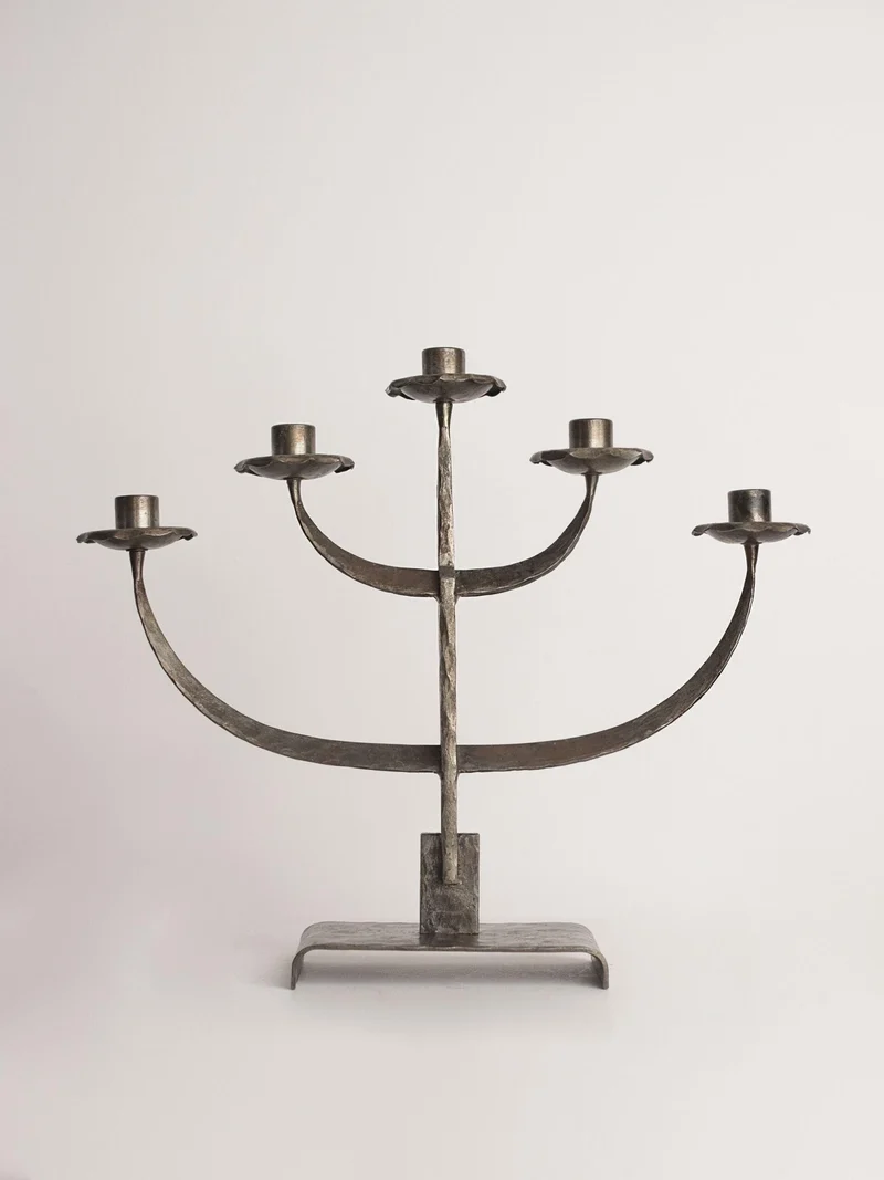 Vintage Hand-Forged Candle Holder in Metal