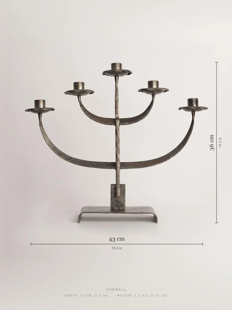 Vintage Hand-Forged Candle Holder in Metal