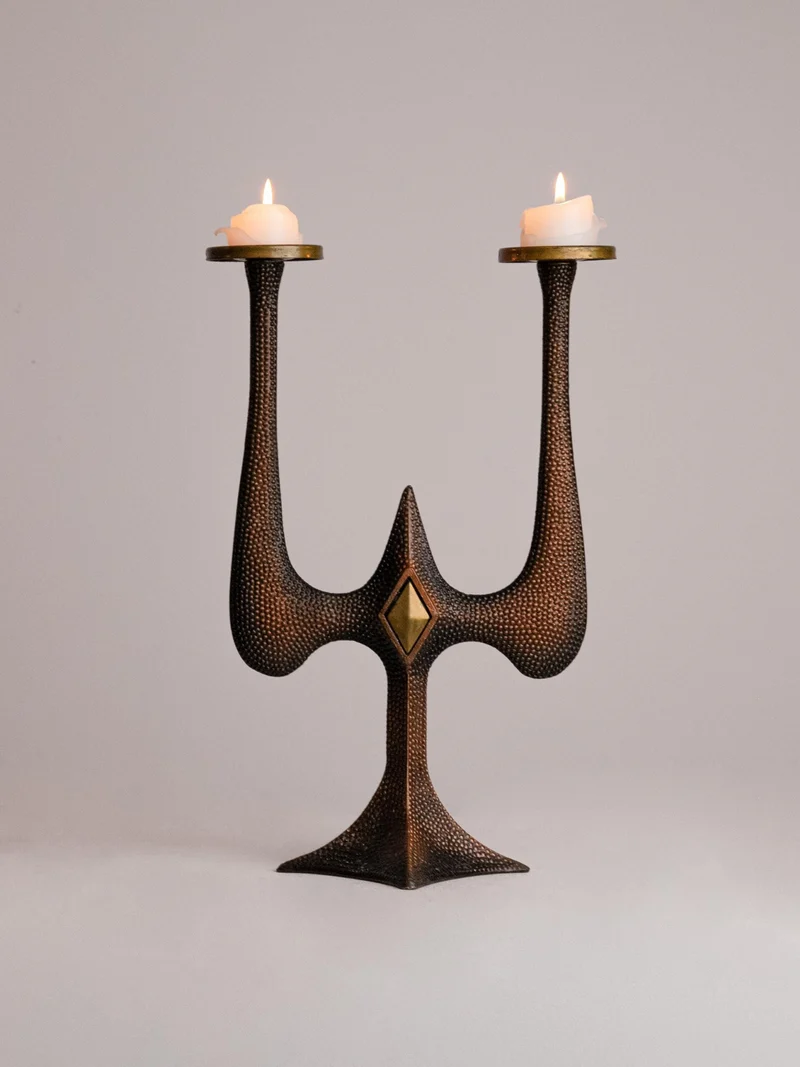 Brutalist Candle Holder, Mid Century Modern 1960s