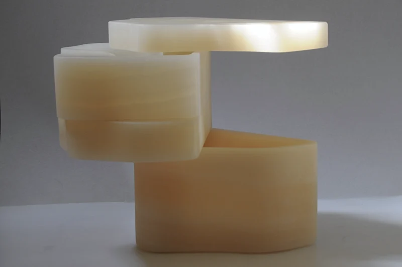 White Moth Nightstand Set in White Onyx Marble