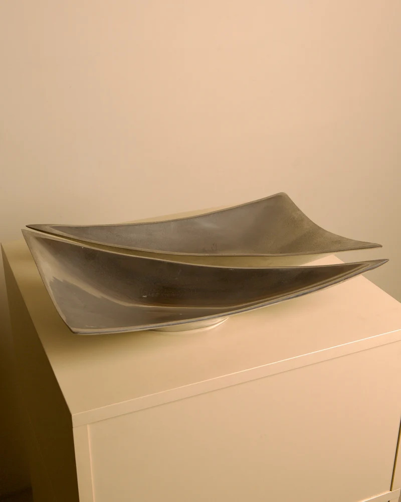Pair of Italian "Triangle" Aluminium Catch-alls, 1980s