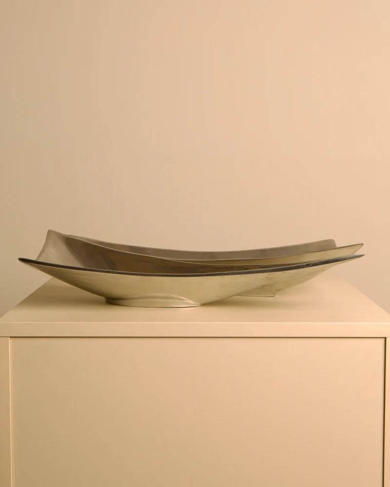 Pair of Italian "Triangle" Aluminium Catch-alls, 1980s