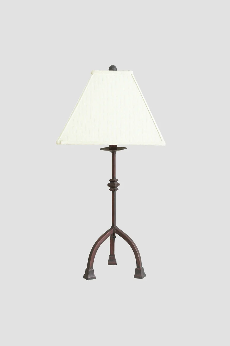 Vintage Sculptural Tripod Linen Table Lamp Set