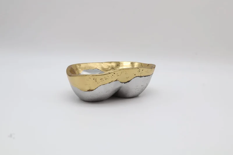 Brutalist Aluminum & Brass Vide-Poche by David Marshall (Spain, 1970s/1980s)