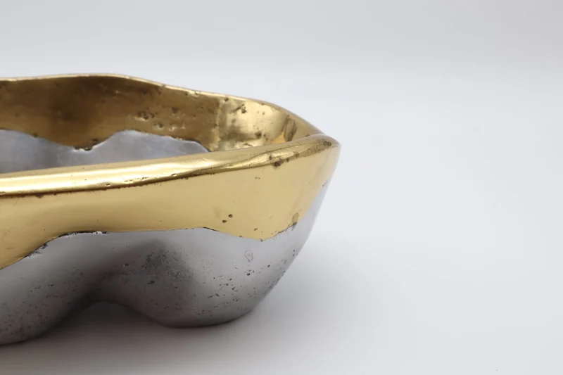 Brutalist Aluminum & Brass Vide-Poche by David Marshall (Spain, 1970s/1980s)