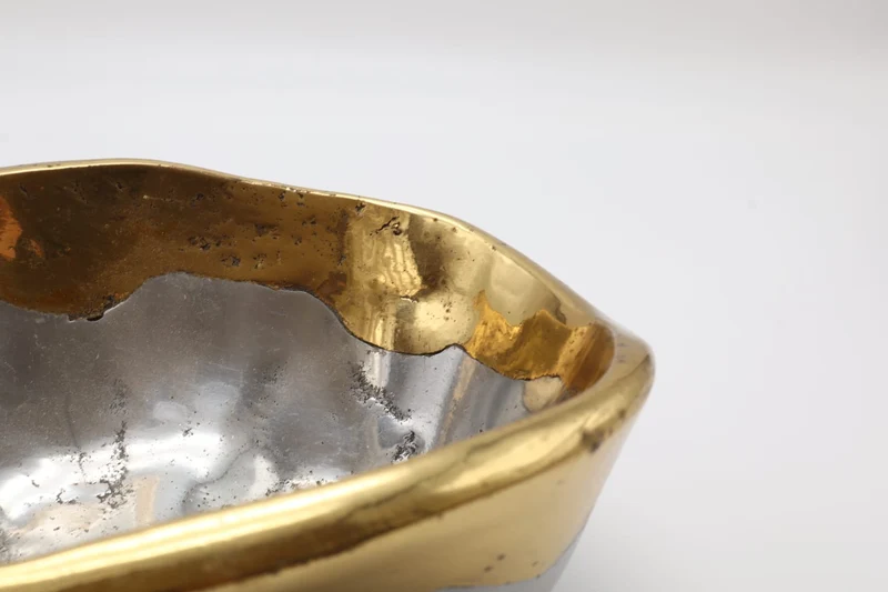 Brutalist Aluminum & Brass Vide-Poche by David Marshall (Spain, 1970s/1980s)