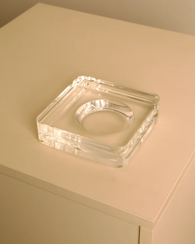 Italian Square Lucite Catchall Dish, 1970s