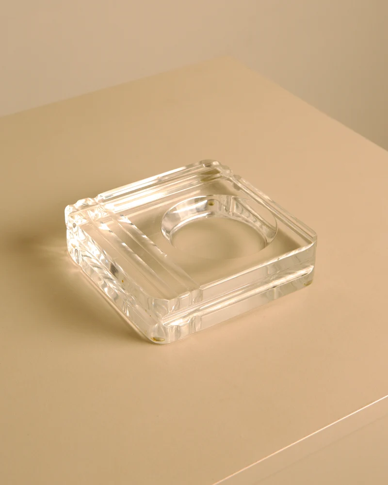 Italian Square Lucite Catchall Dish, 1970s
