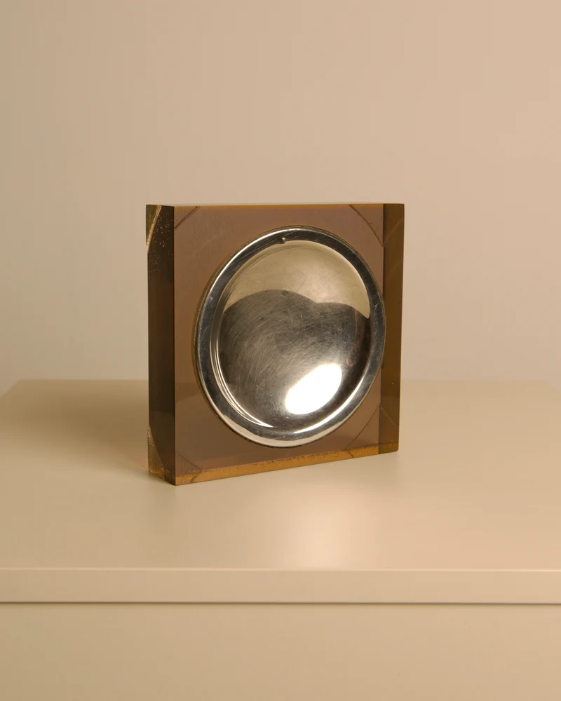 Italian Square Metal and Resin Catchall Dish, 1960s