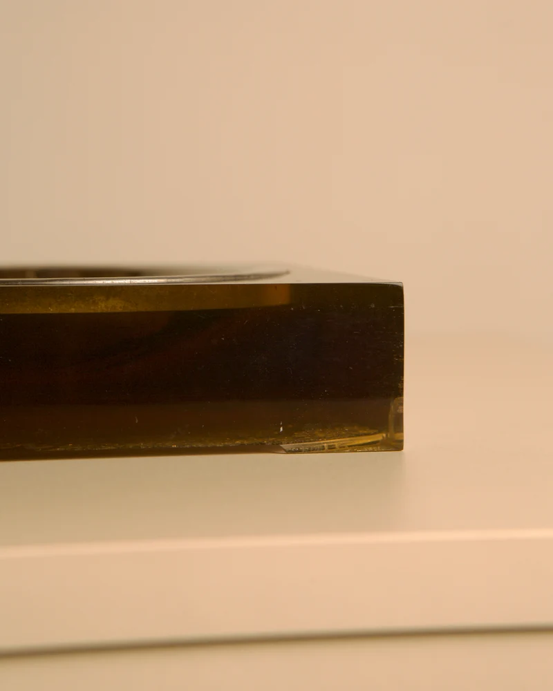 Italian Square Metal and Resin Catchall Dish, 1960s