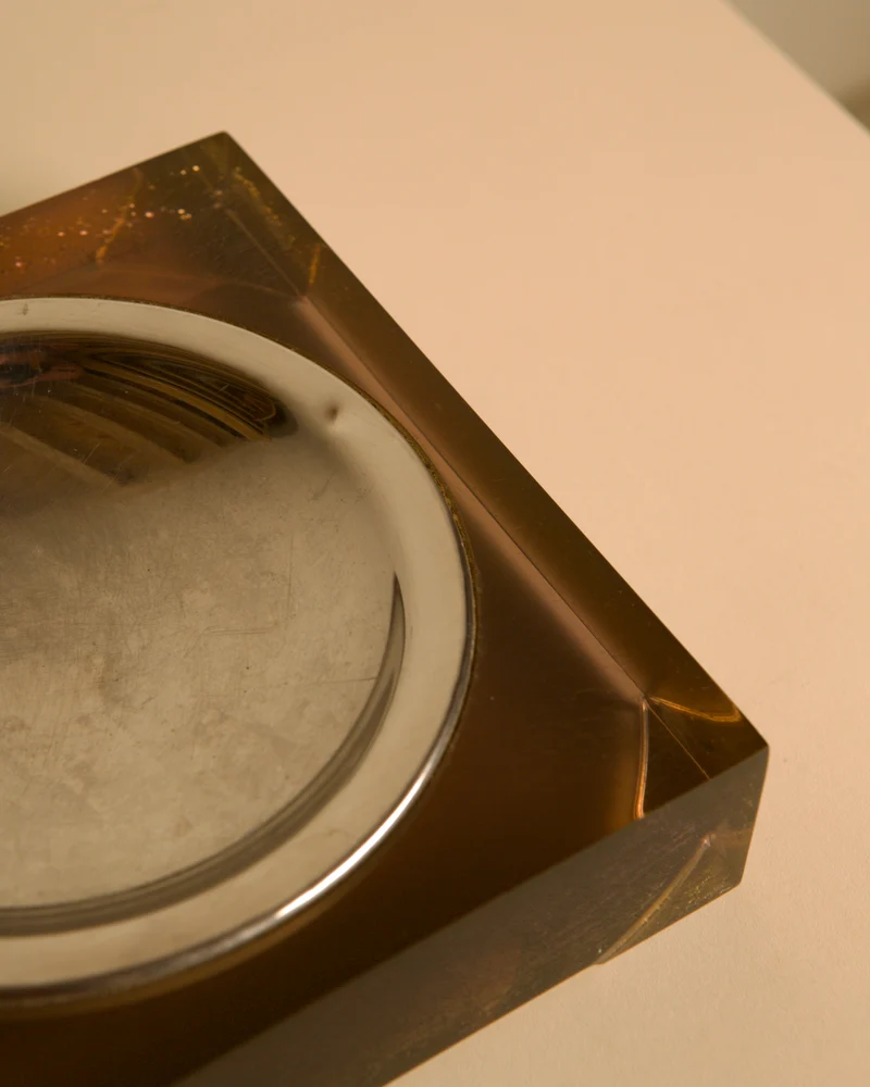 Italian Square Metal and Resin Catchall Dish, 1960s