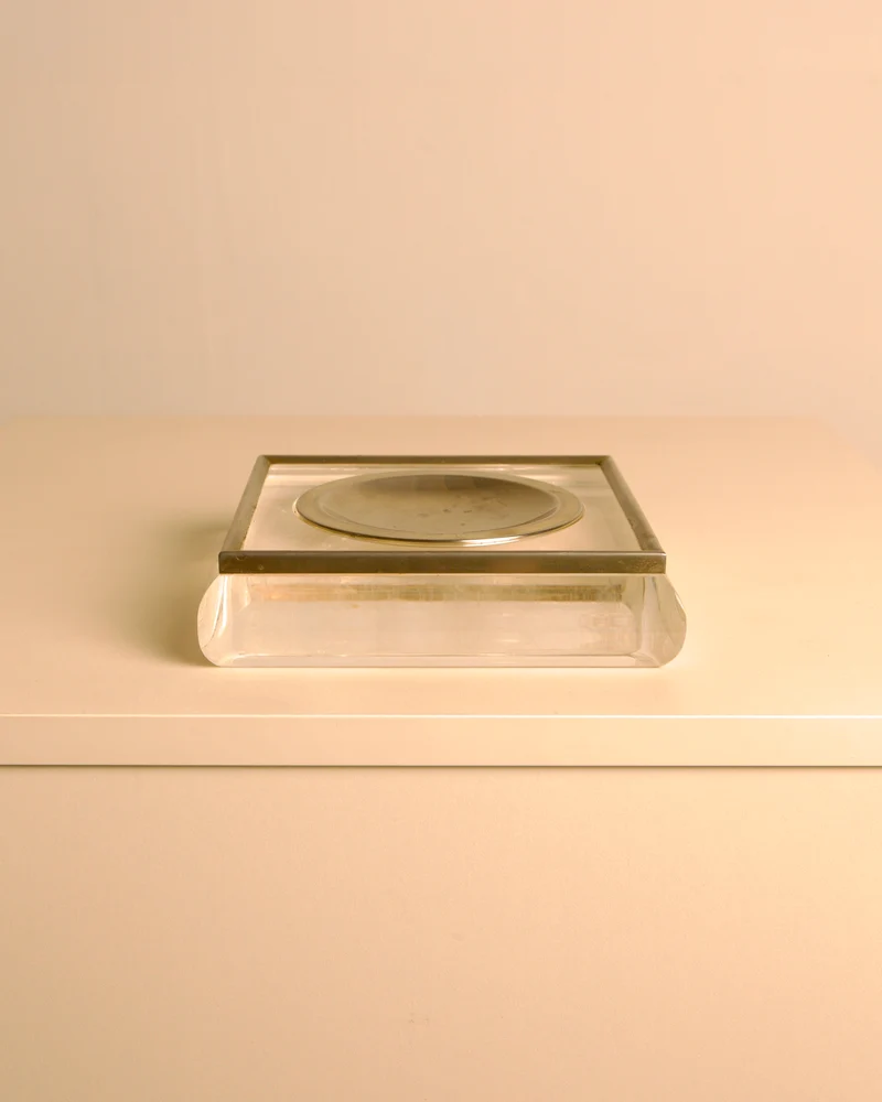 Italian Square Plexiglas and Metal Catch-all tray, 1960s