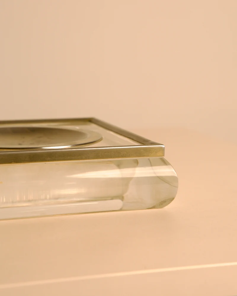Italian Square Plexiglas and Metal Catch-all tray, 1960s