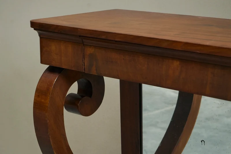 Sculptural Dutch Empire Console Table with Integrated Mirror Early 19th Century