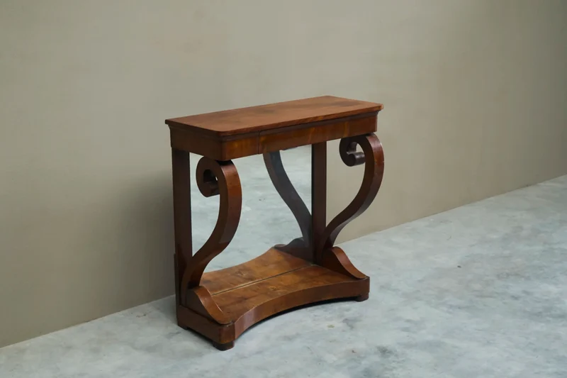 Sculptural Dutch Empire Console Table with Integrated Mirror Early 19th Century