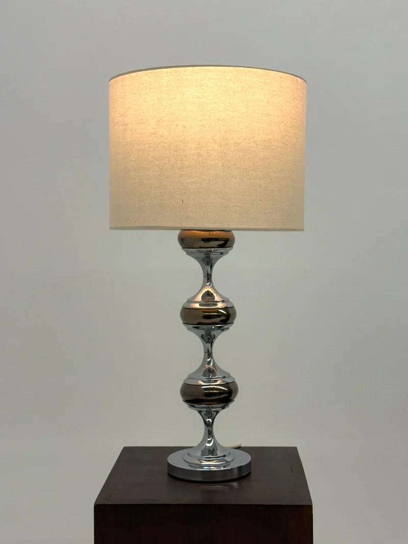 Vintage Space Age Table Lamp with Chrome Sculptural Base, 1960s