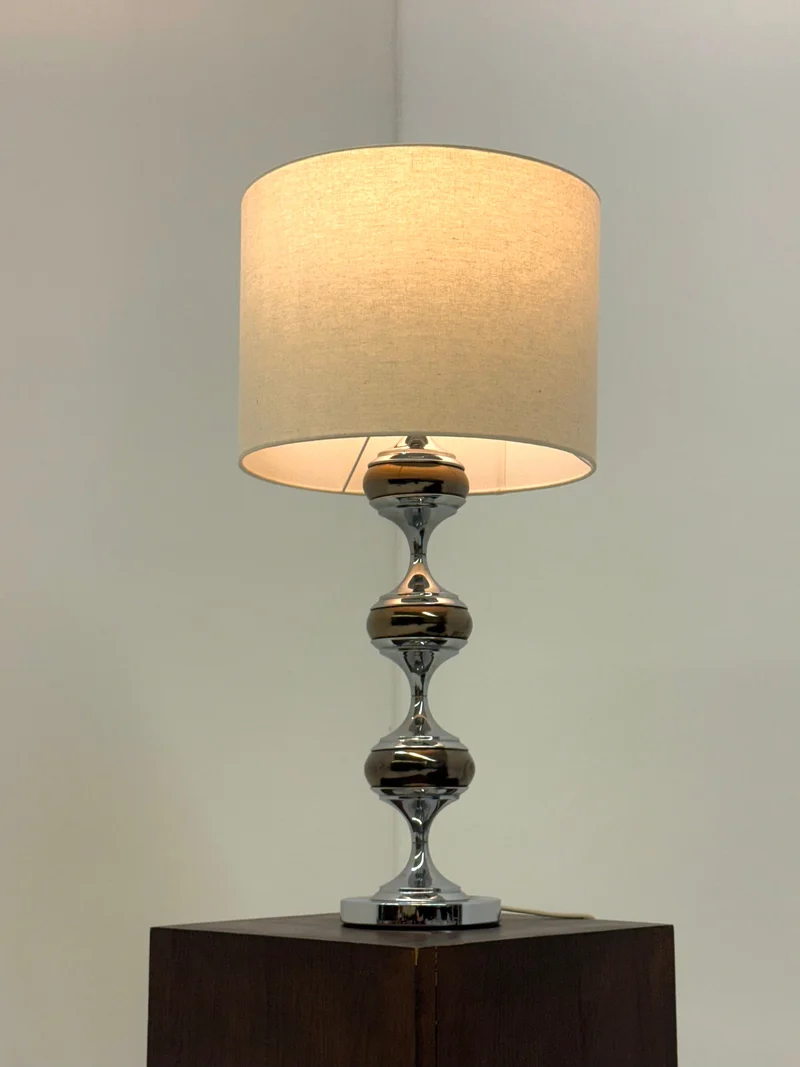 Vintage Space Age Table Lamp with Chrome Sculptural Base, 1960s