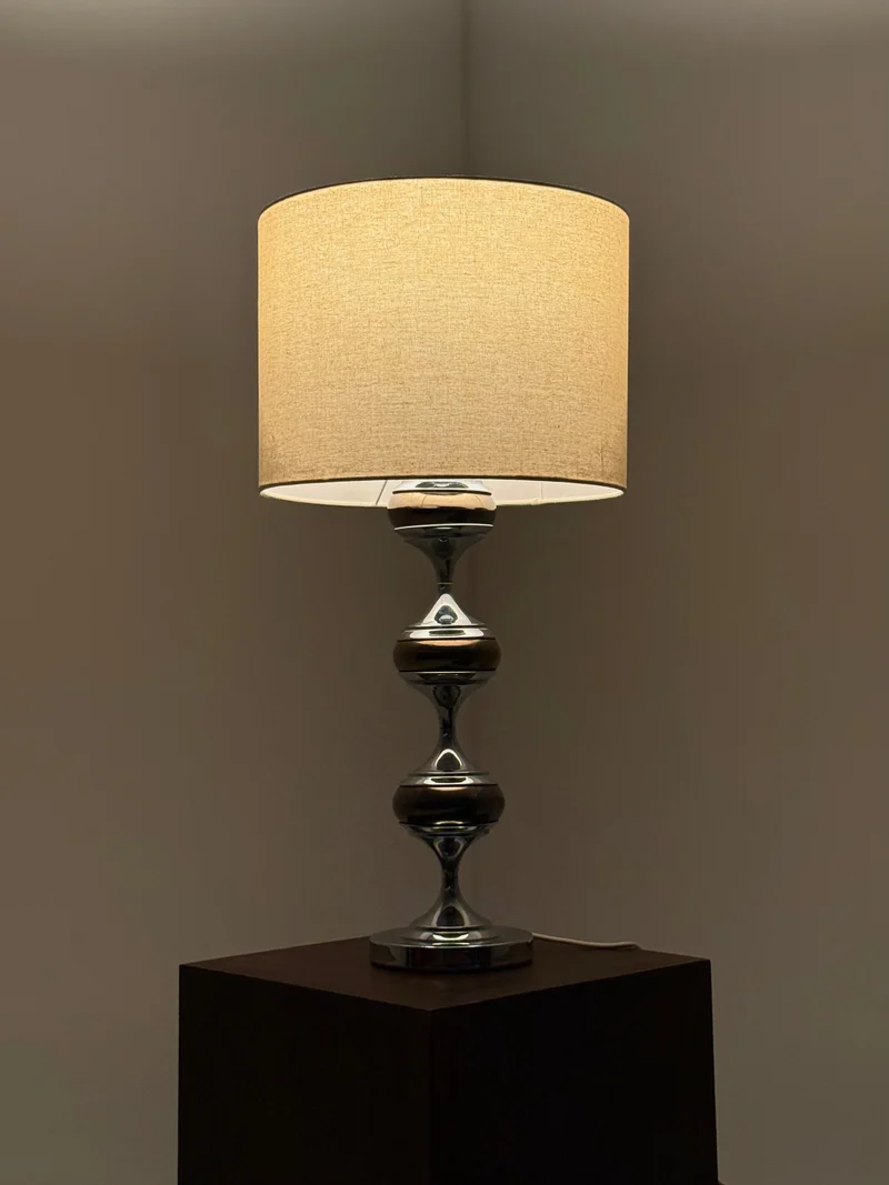Vintage Space Age Table Lamp with Chrome Sculptural Base, 1960s