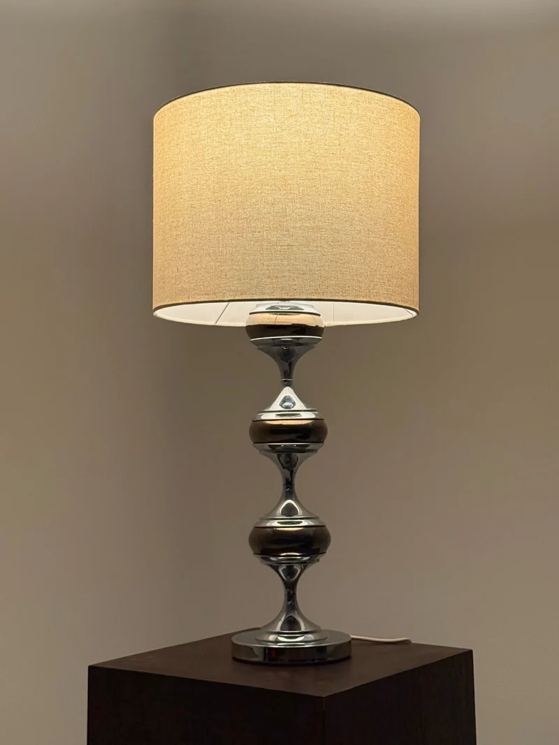 Vintage Space Age Table Lamp with Chrome Sculptural Base, 1960s