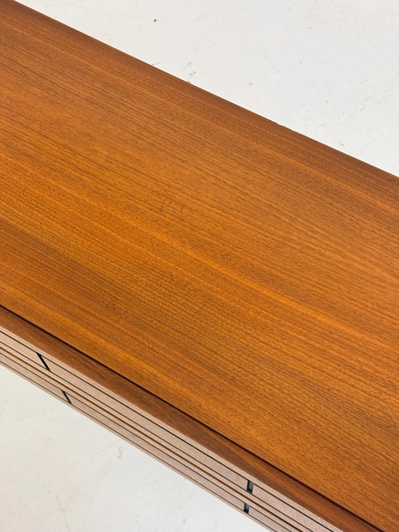 Low Italian Wooden Sideboard with Graphic Black Lines