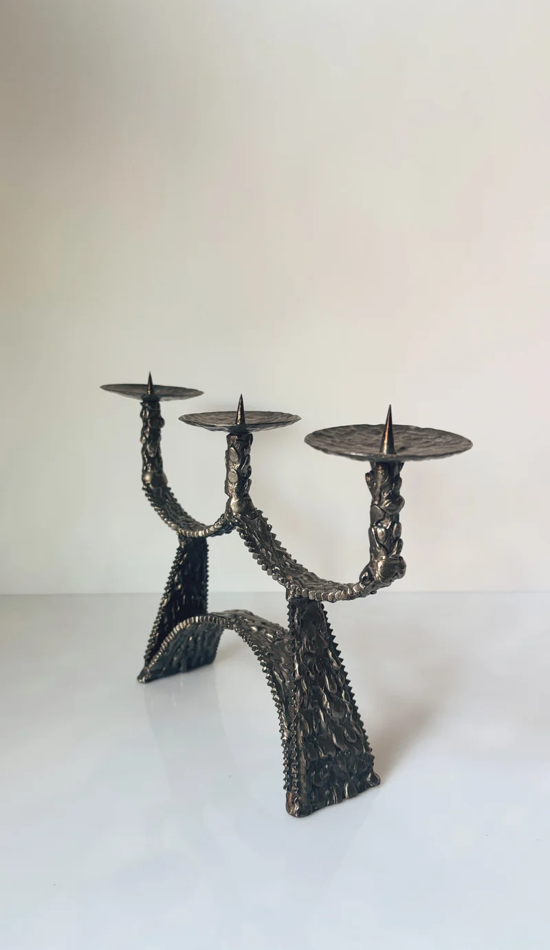 Molten Metal 3 Arm Brutalist Candlestick