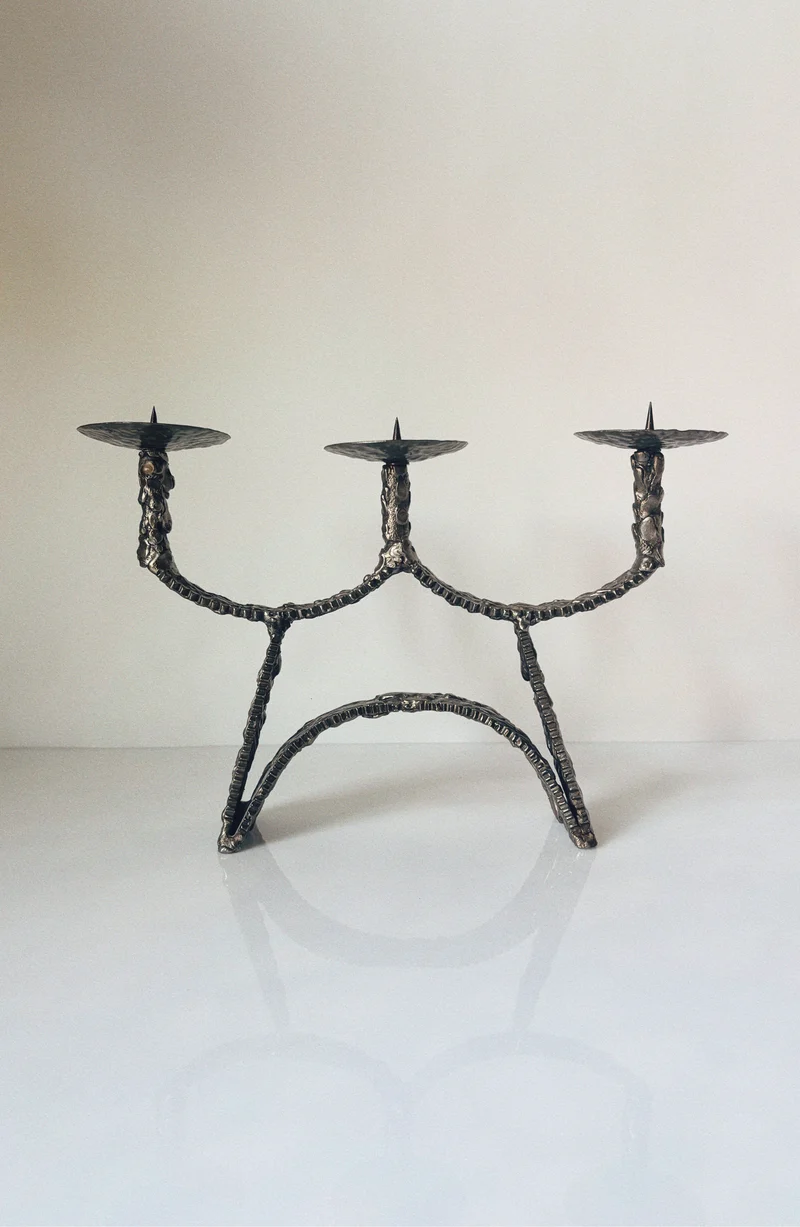 Molten Metal 3 Arm Brutalist Candlestick