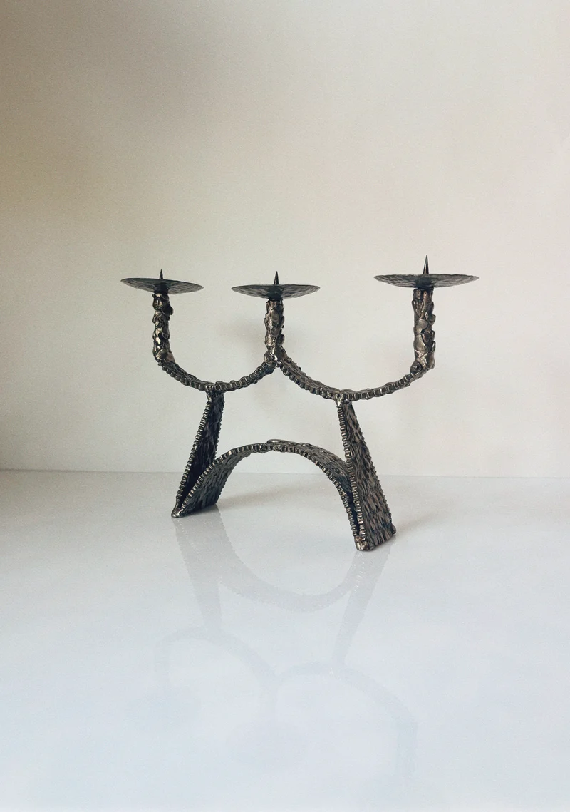Molten Metal 3 Arm Brutalist Candlestick