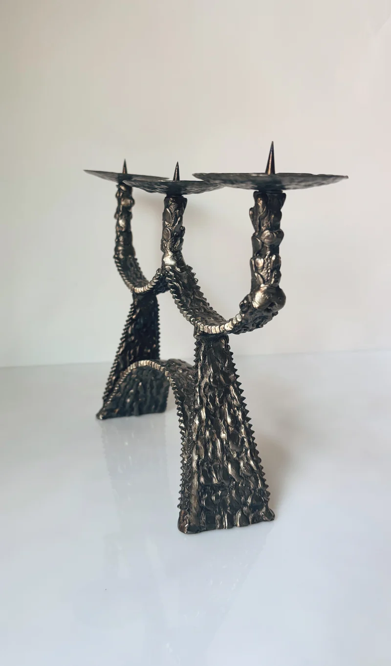 Molten Metal 3 Arm Brutalist Candlestick