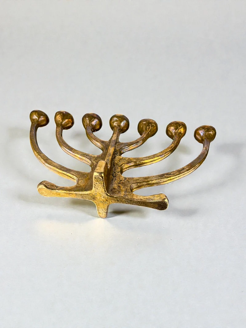 Brutalist Michael Harjes Menorah Candelabra in Bronze, Germany, 1960's