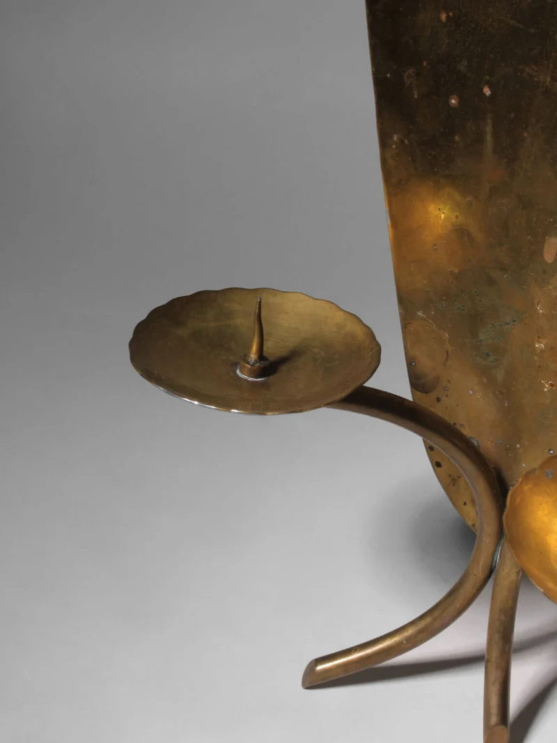 L.F. Funk Hand Hammered Brass Wall Candle Sconce, Neuruppin, Germany