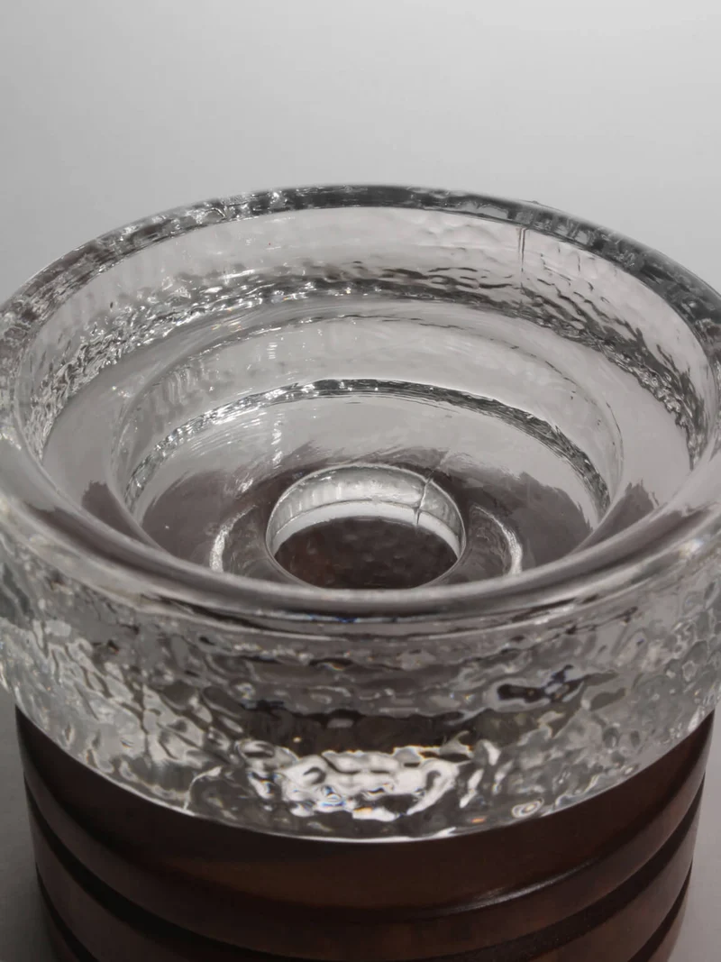 Harry N. Boström Crystal Glass And Wood Candle Holder, For BO Ström, 1960s