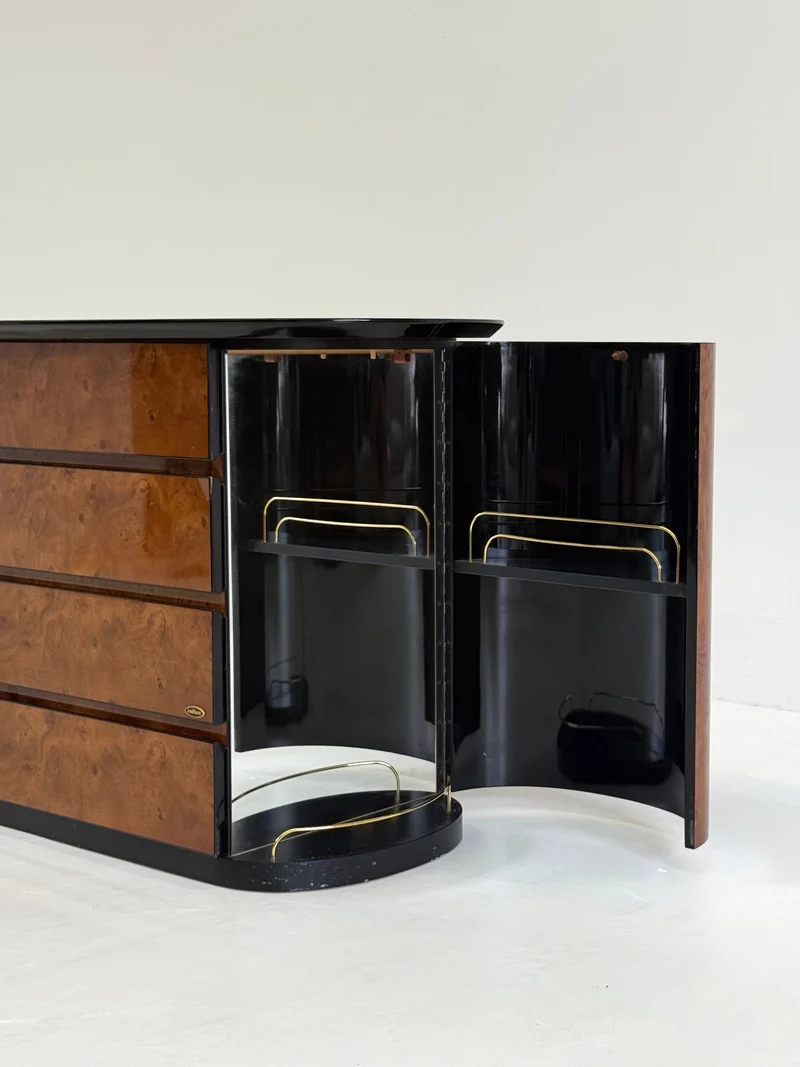 Vintage Voltan Chest of Drawers in Lacquered Burl Wood
