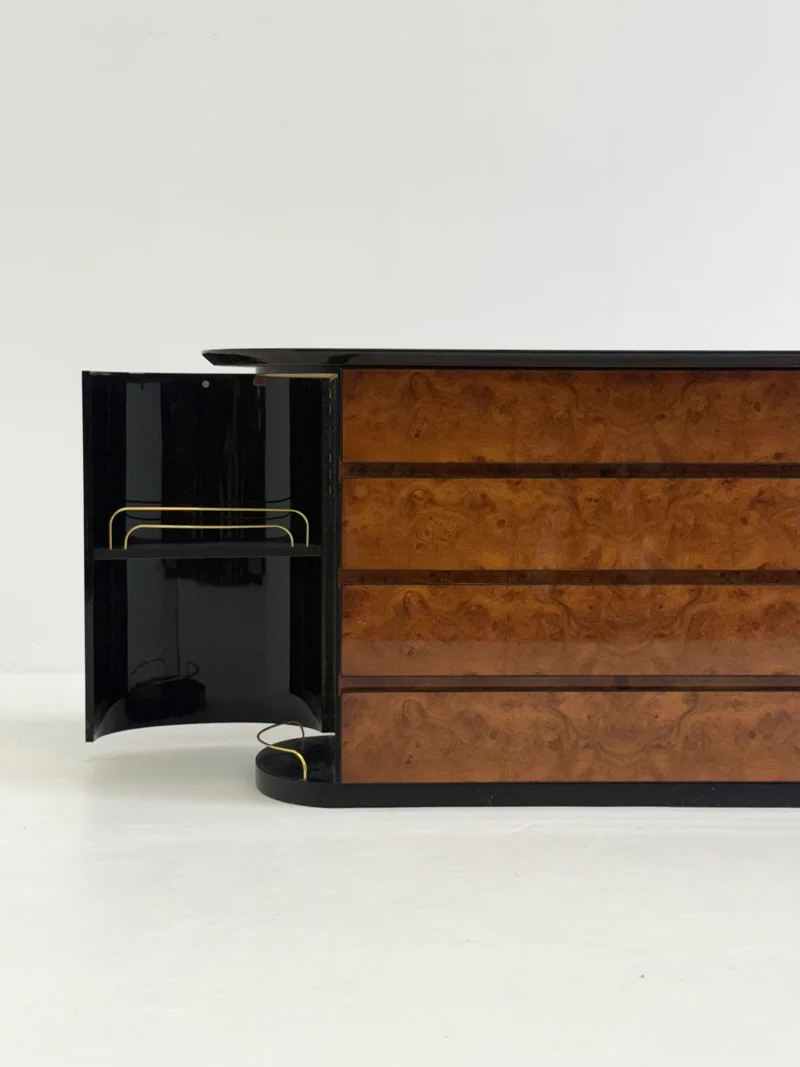 Vintage Voltan Chest of Drawers in Lacquered Burl Wood
