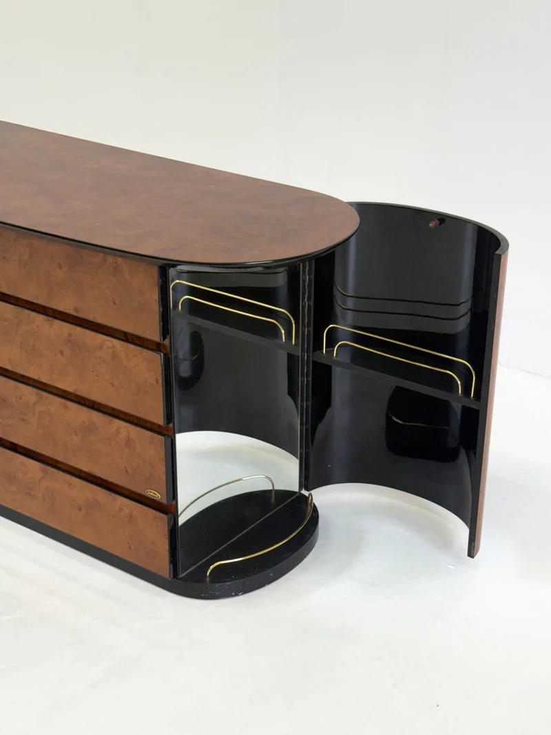 Vintage Voltan Chest of Drawers in Lacquered Burl Wood